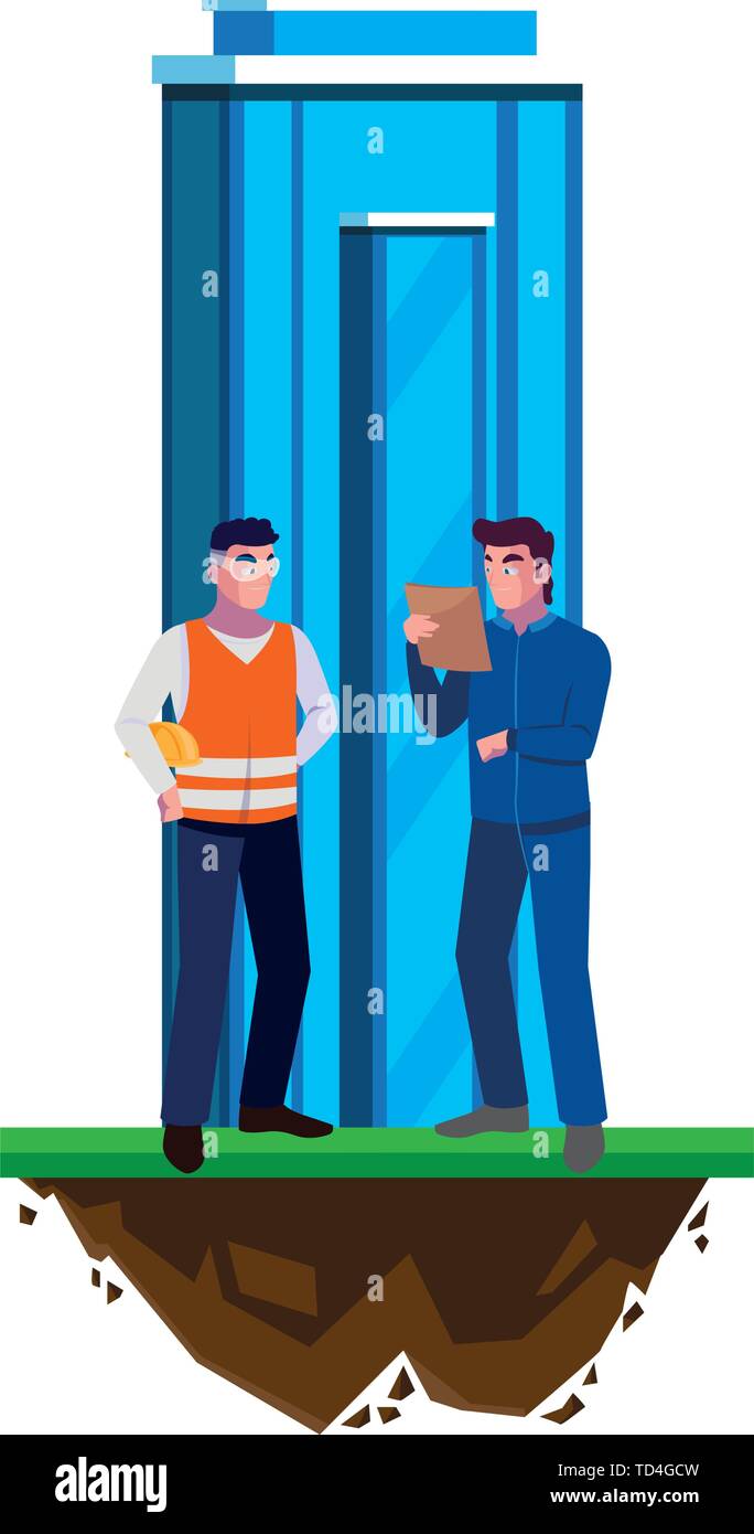 builder constructor with engineer and building vector illustration ...