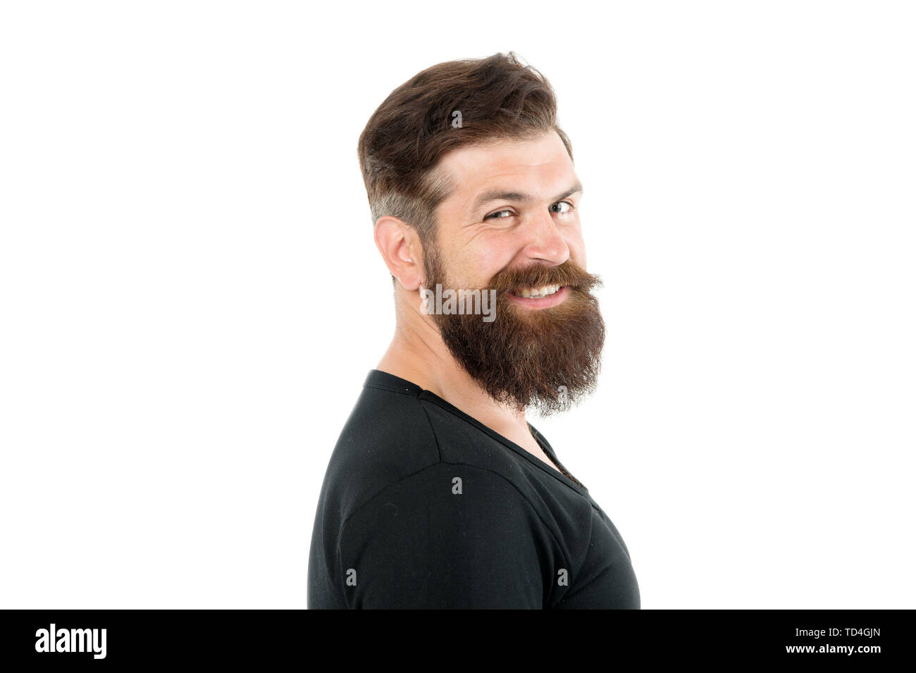 Smiling macho. Barber shop concept. Man bearded hipster with mustache. Beard  mustache grooming guide. Hipster handsome bearded guy white background.  Growing and maintaining moustache. Grow mustache Stock Photo - Alamy
