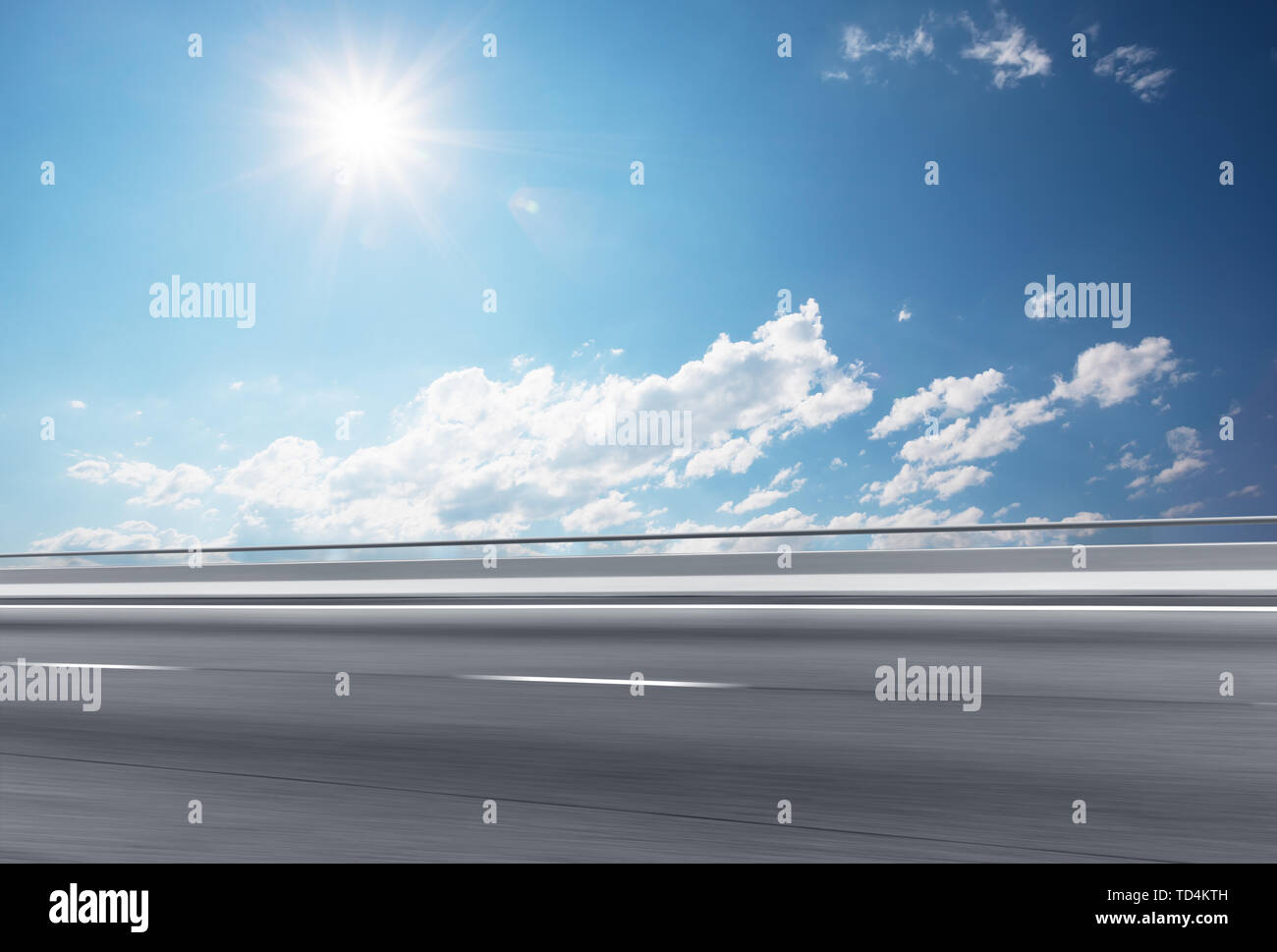 Empty road with blue cloudsky Stock Photo