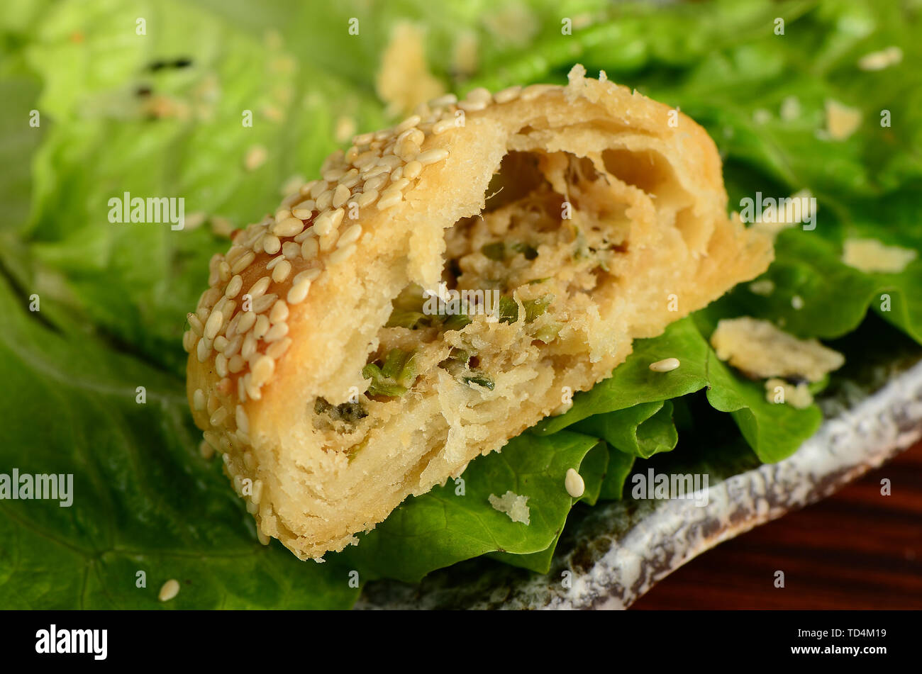 Onion oil flavored Huangqiao baked cakes Stock Photo