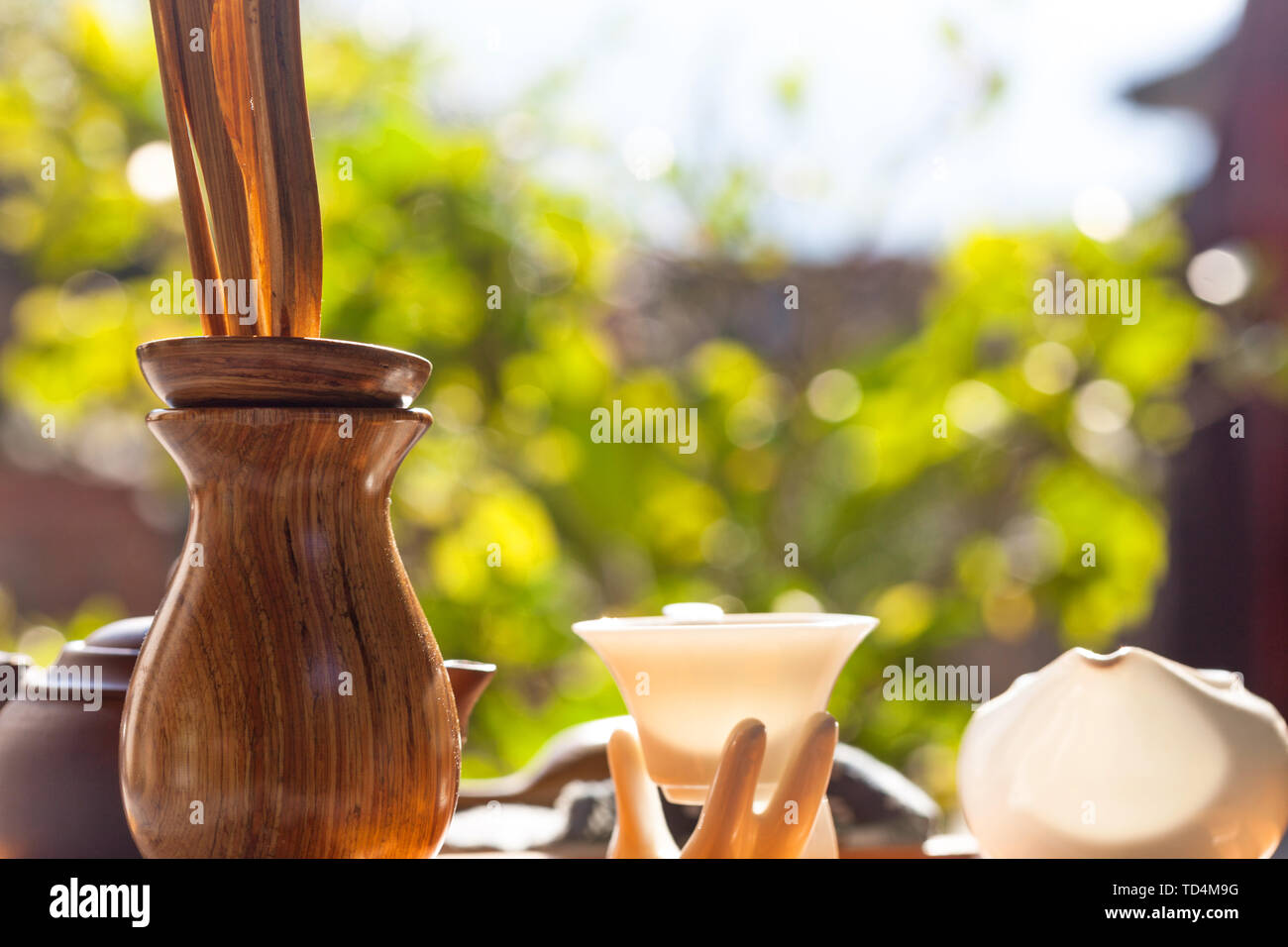 Chinese tea set on the table Stock Photo Alamy
