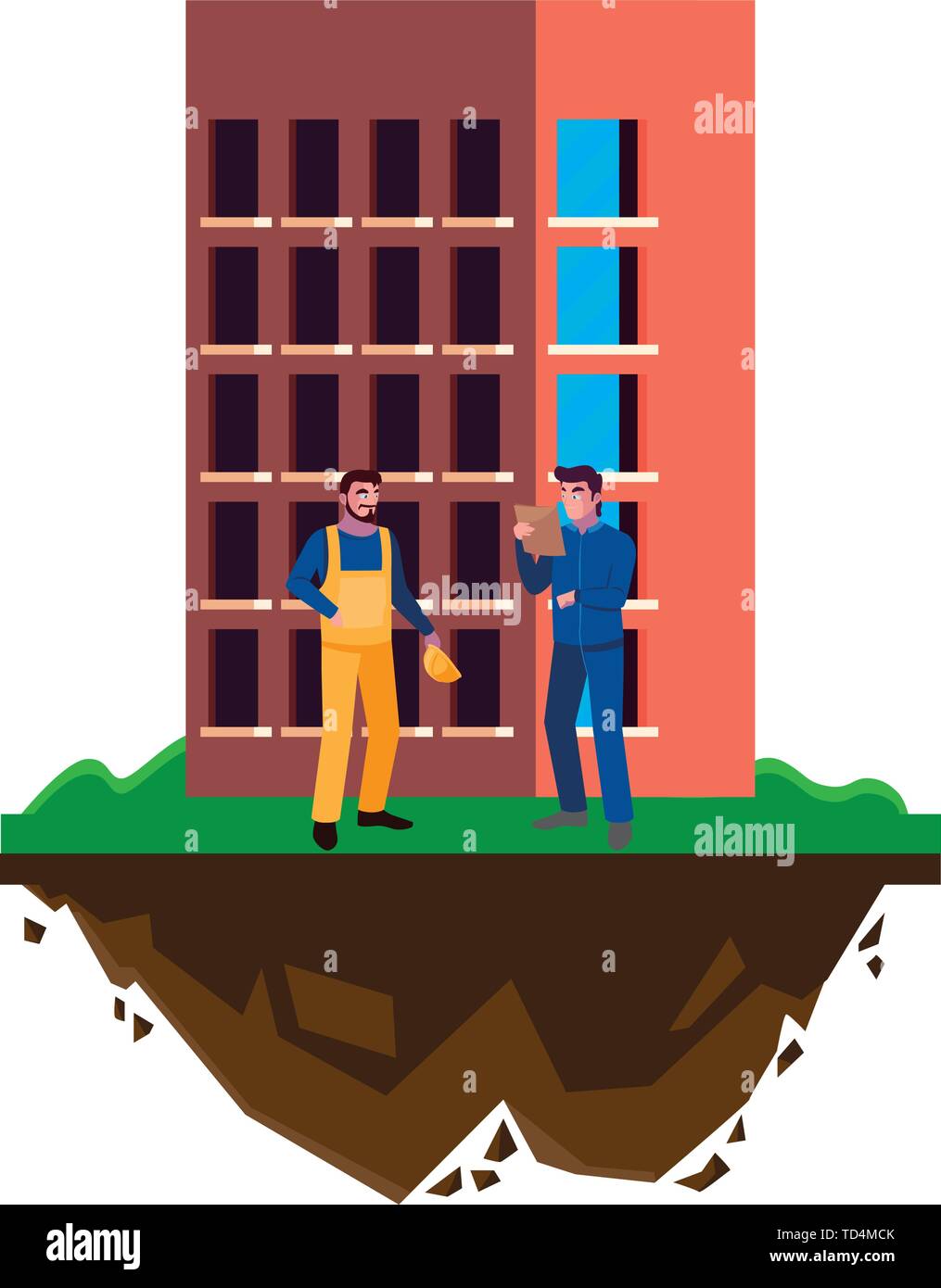 male builders constructors workers with building vector illustration design Stock Vector