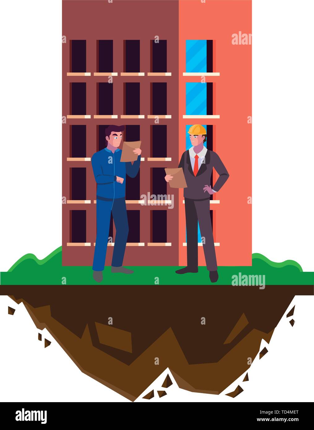 builder constructor with engineer and building vector illustration ...