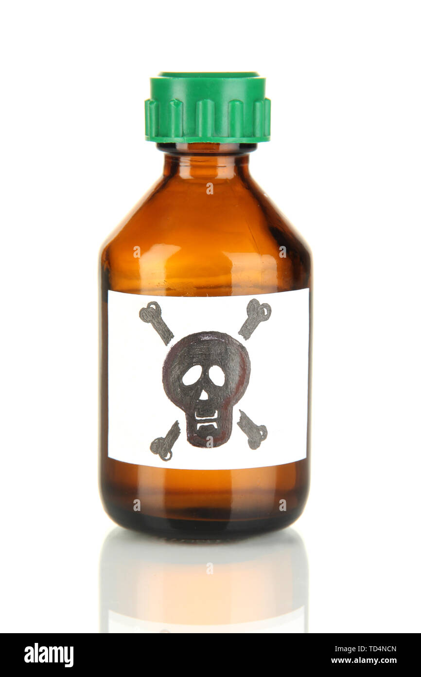 Deadly poison in bottle isolated on white Stock Photo - Alamy