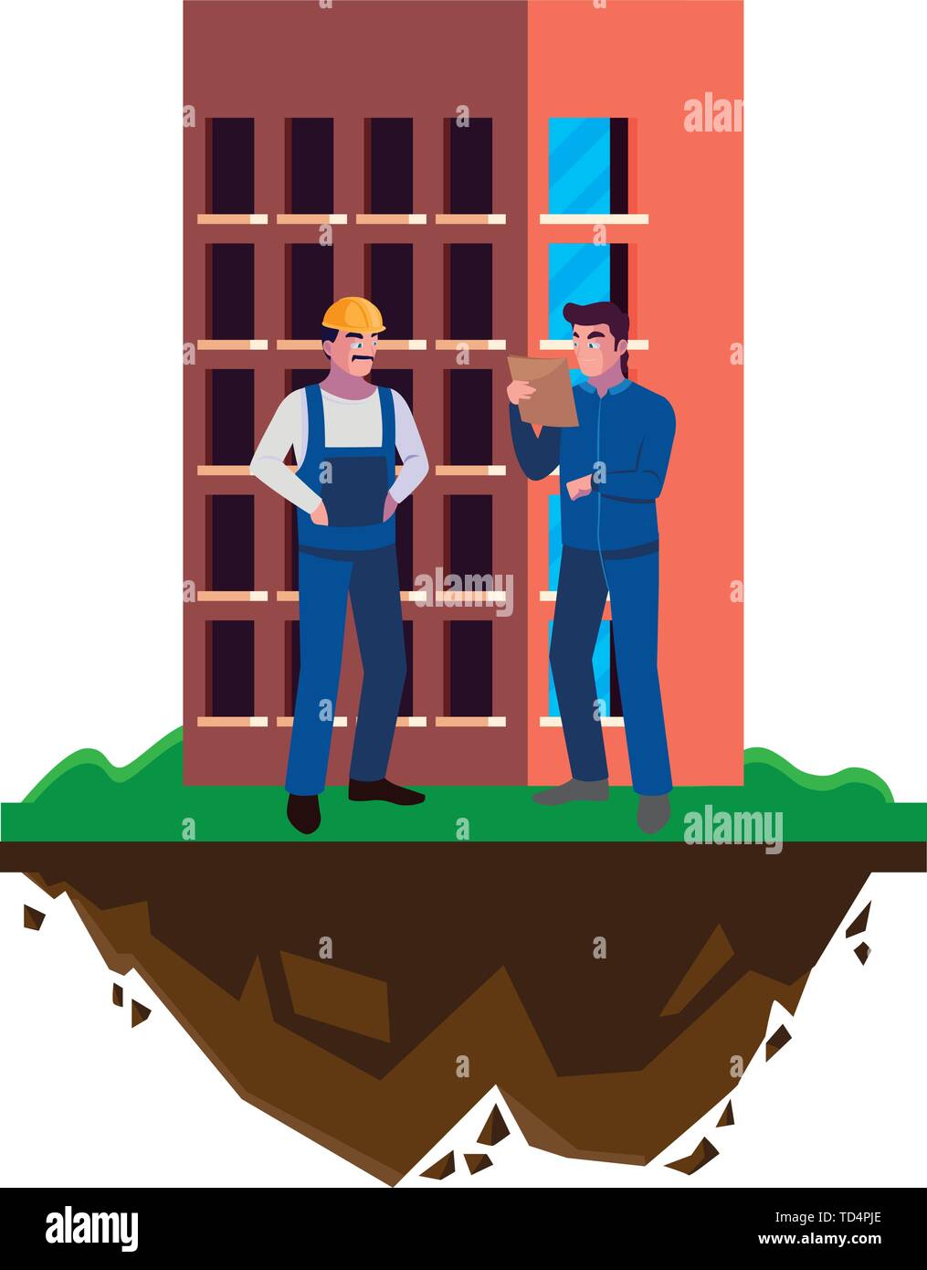 male builders constructors workers with building vector illustration design Stock Vector