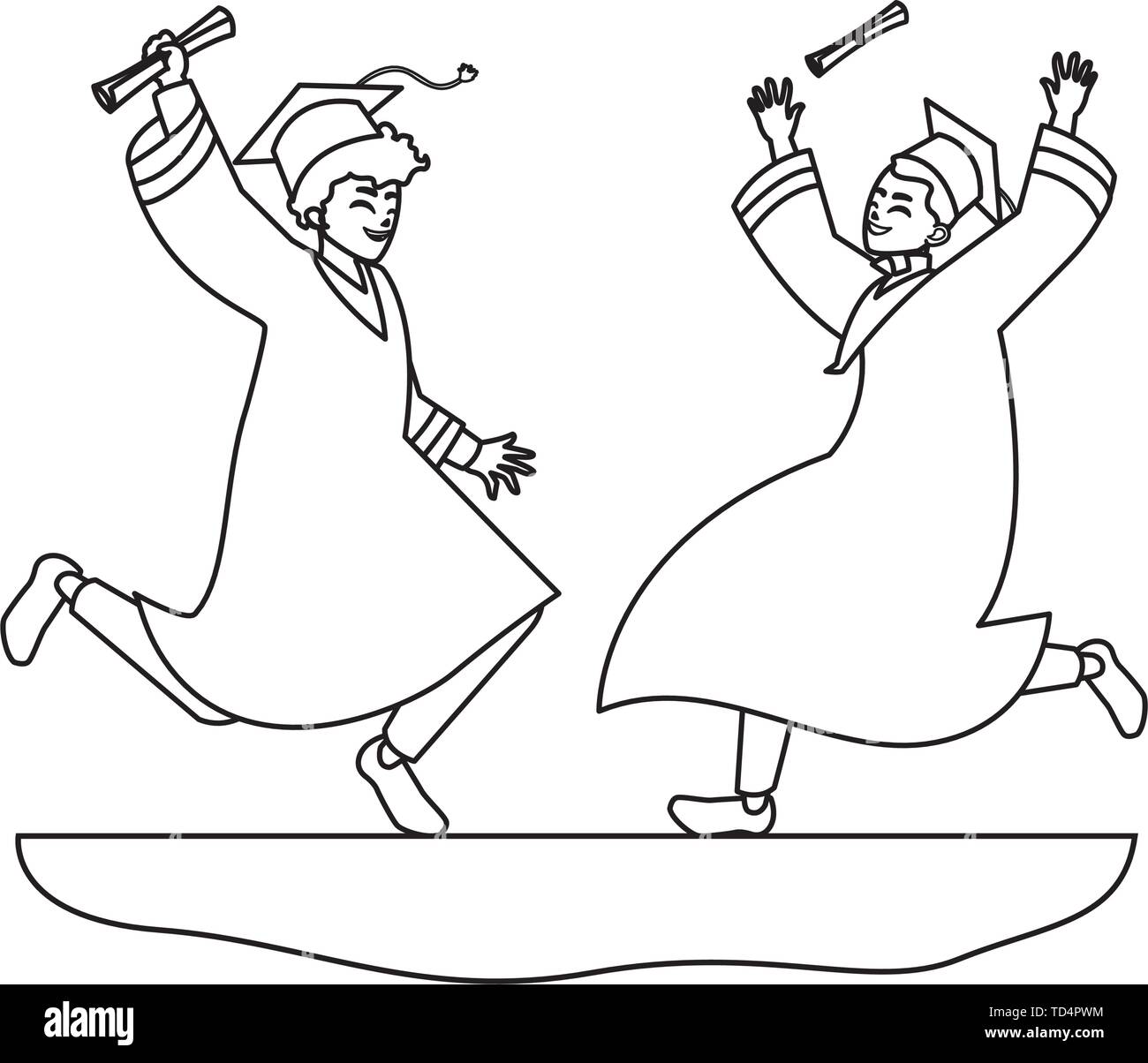 happy students boys graduated celebrating vector illustration design ...