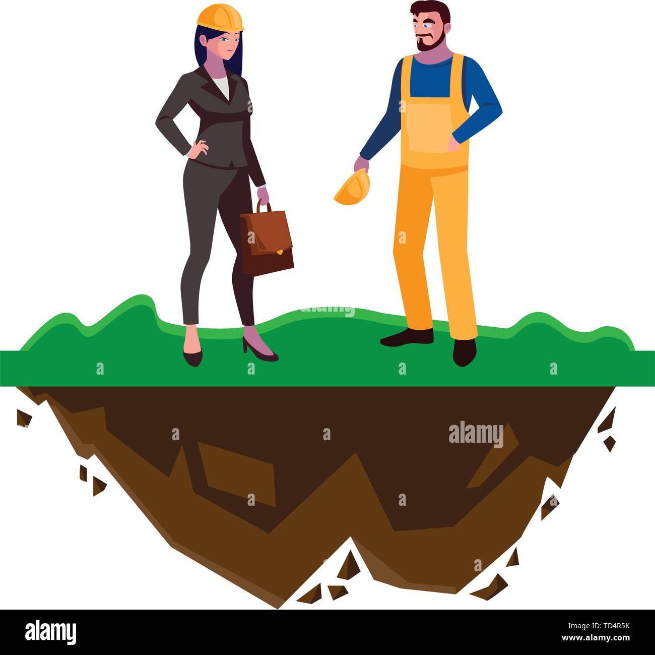 male builder constructor with woman engineer vector illustration design ...