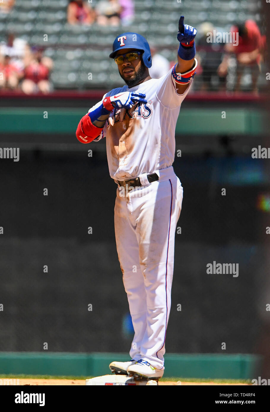 June 23, 2019: Texas Rangers shortstop Elvis Andrus #1 forces out