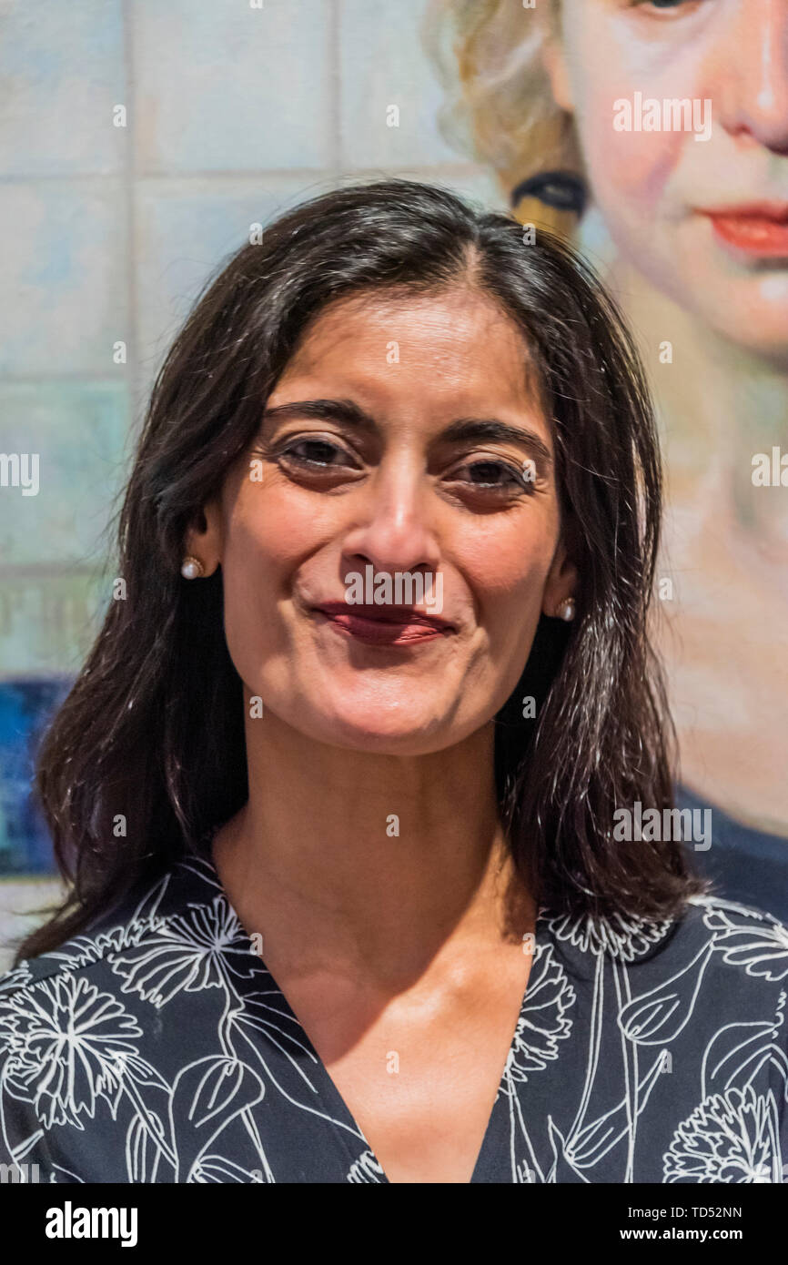London, UK. 12th June, 2019. Jenne by Manu Kaur Saluja (pictured) the winner of the BP Travel Award 2019 - The winner of the BP Portrait Award 2019 at the National Portrait Gallery, London. Credit: Guy Bell/Alamy Live News Stock Photo