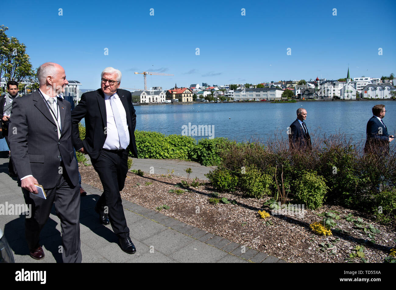 Reykjavik Iceland 12th June 19 President Frank Walter Steinmeier And Herbert Beck L German Ambassador To Iceland Visit The Guest House Of The Icelandic Government President Steinmeier And His Wife Are On A