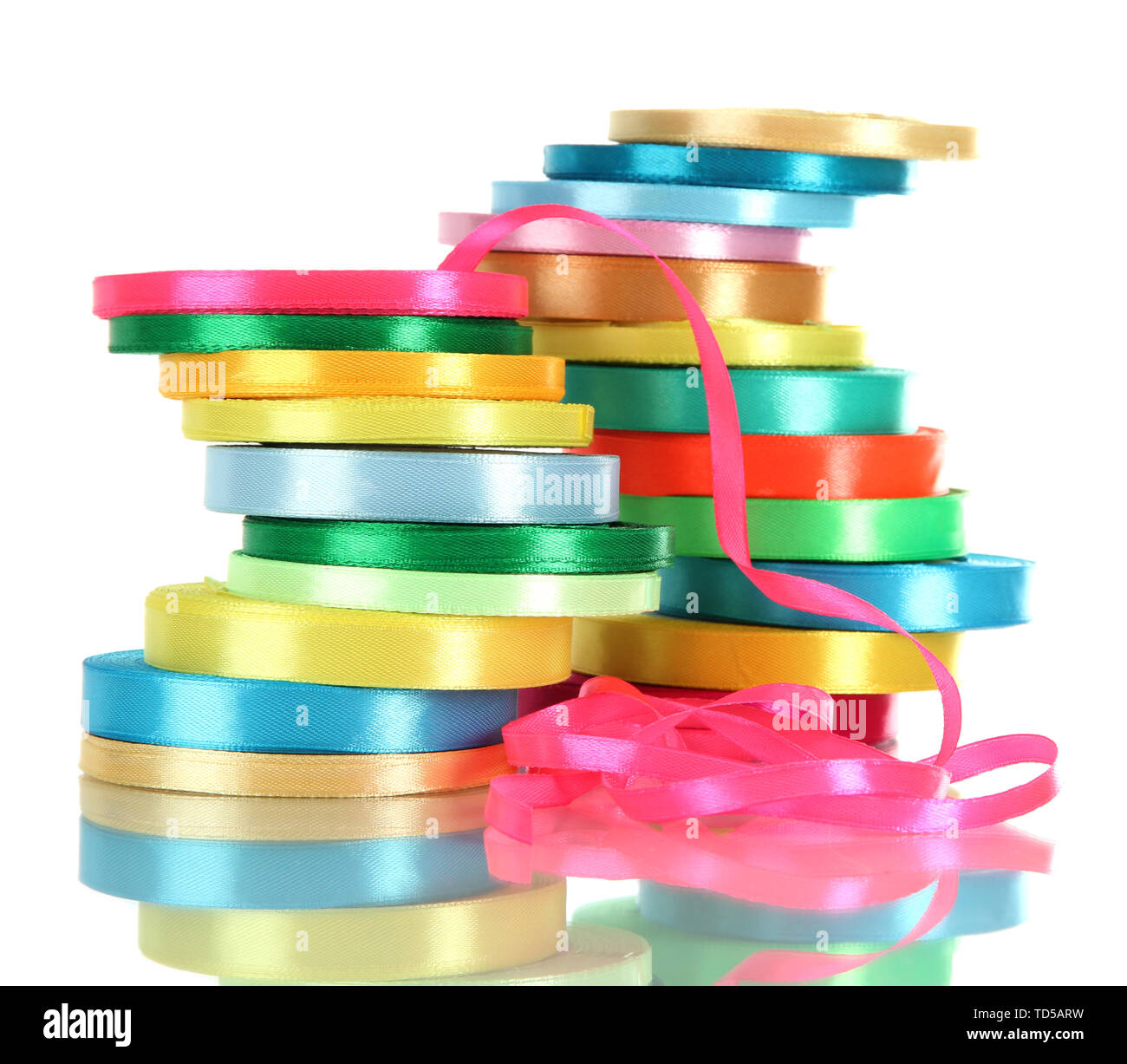 Many bright ribbons isolated on white Stock Photo - Alamy