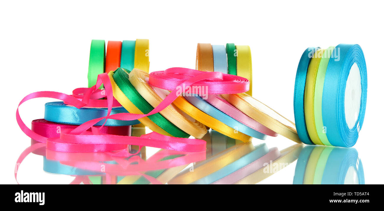 Many bright ribbons isolated on white Stock Photo - Alamy