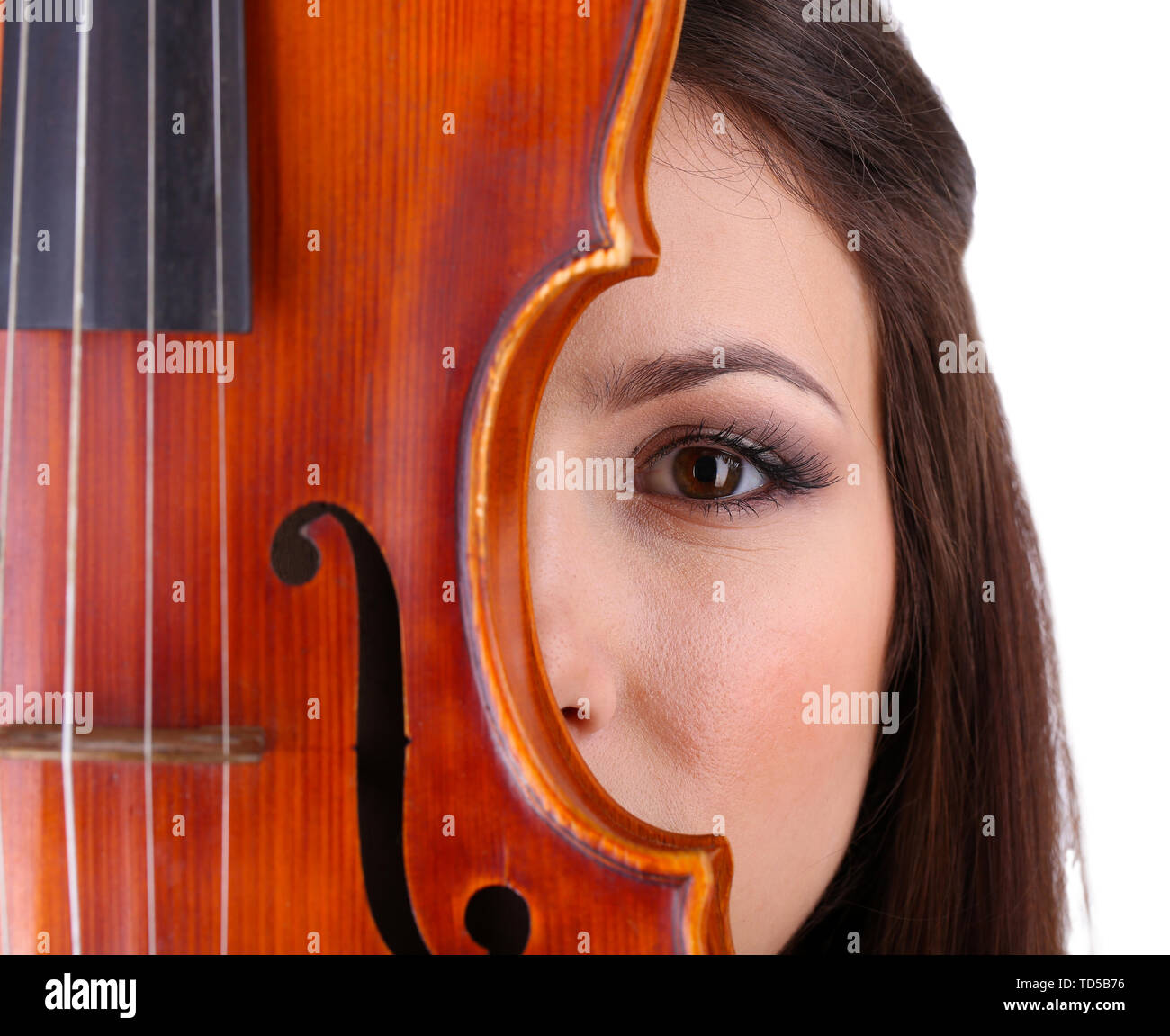 Beautiful young girl with violin, isolated on white Stock Photo - Alamy