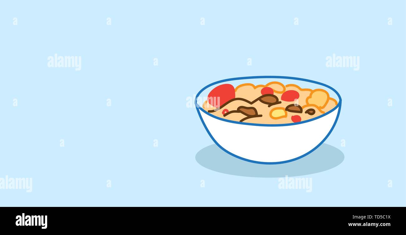 muesli with yogurt and fruits bowl healthy food concept horizontal sketch hand drawn Stock Vector