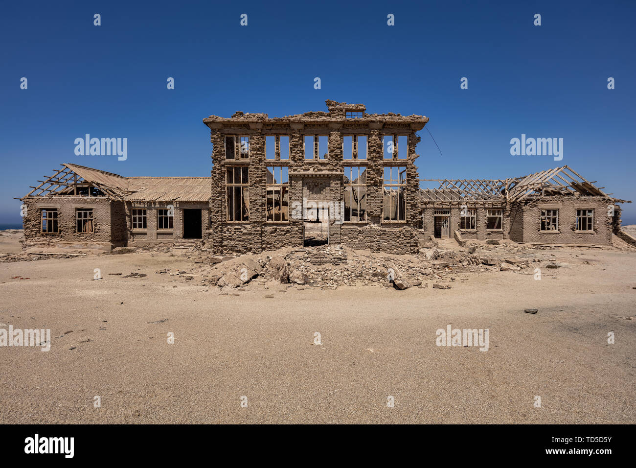 A disused Casino in the Abandoned Mining Town of Elizabeth Bay, on the coast of Luderitz around 25km from Kolmonskop, Namibia, Africa Stock Photo