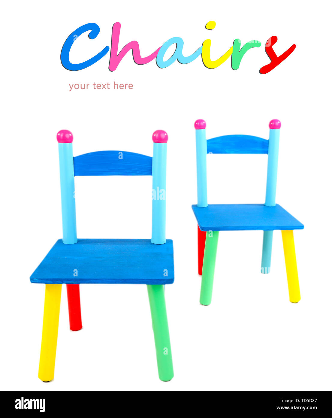 Small and colorful chairs for little kids isolated on white Stock Photo ...