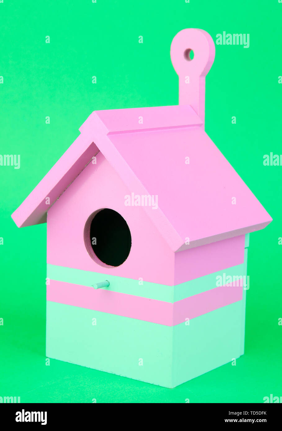 Decorative nesting box on color background Stock Photo Alamy