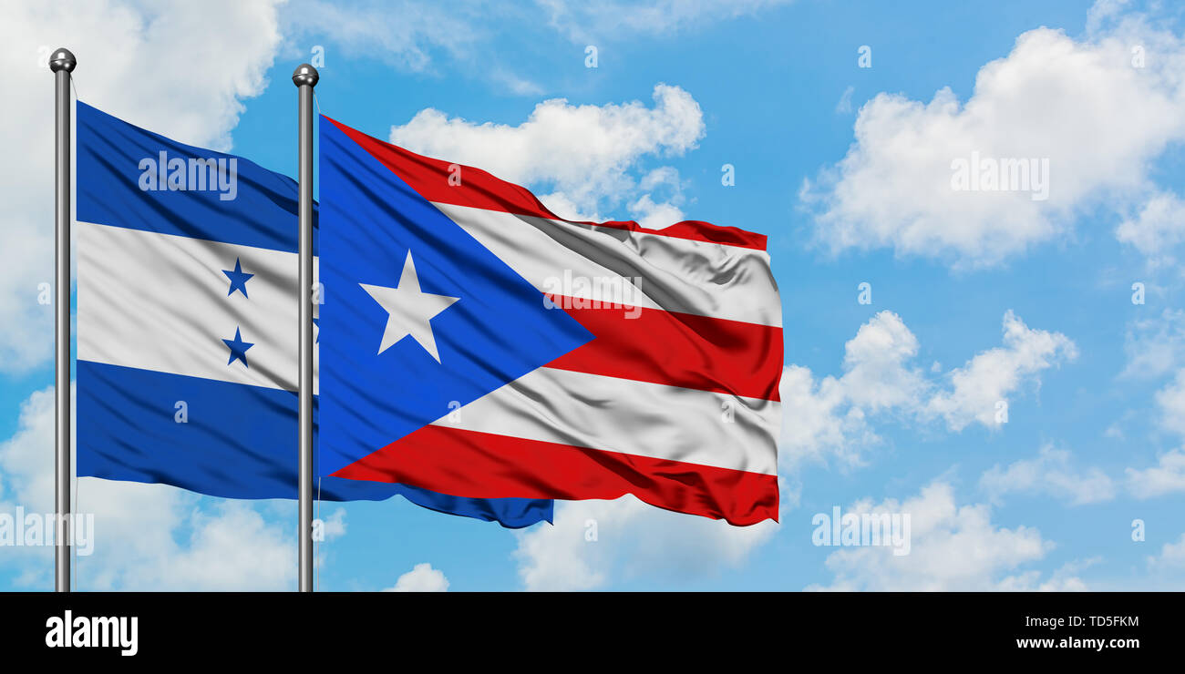 Honduras and Puerto Rico flag waving in the wind against white cloudy blue  sky together. Diplomacy concept, international relations Stock Photo - Alamy