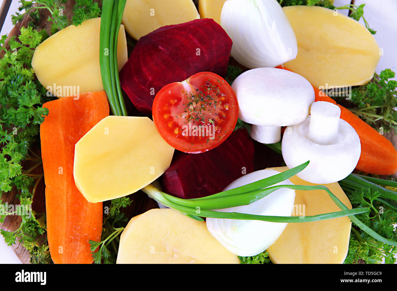 Many peeled vegetables closeup Stock Photo Alamy