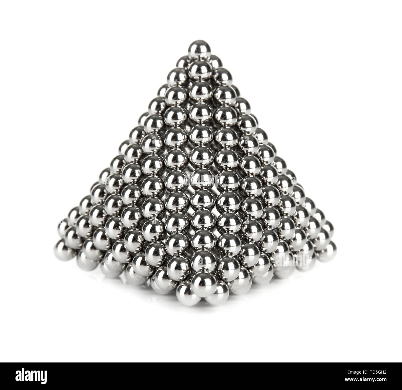 Pyramid of metal balls for neocube (toy), isolated on white Stock Photo -
