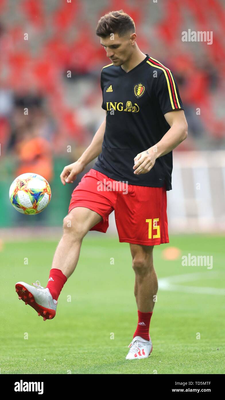 Belgium's Thomas Meunier warming up prior to kick-off during the UEFA Euro 2020 Qualifying, Group I match at the King Baudouin Stadium, Brussels. PRESS ASSOCIATION Photo. Picture date: Tuesday June 11, 2019. See PA story SOCCER Belgium. Photo credit should read: Bradley Collyer/PA Wire. Stock Photo