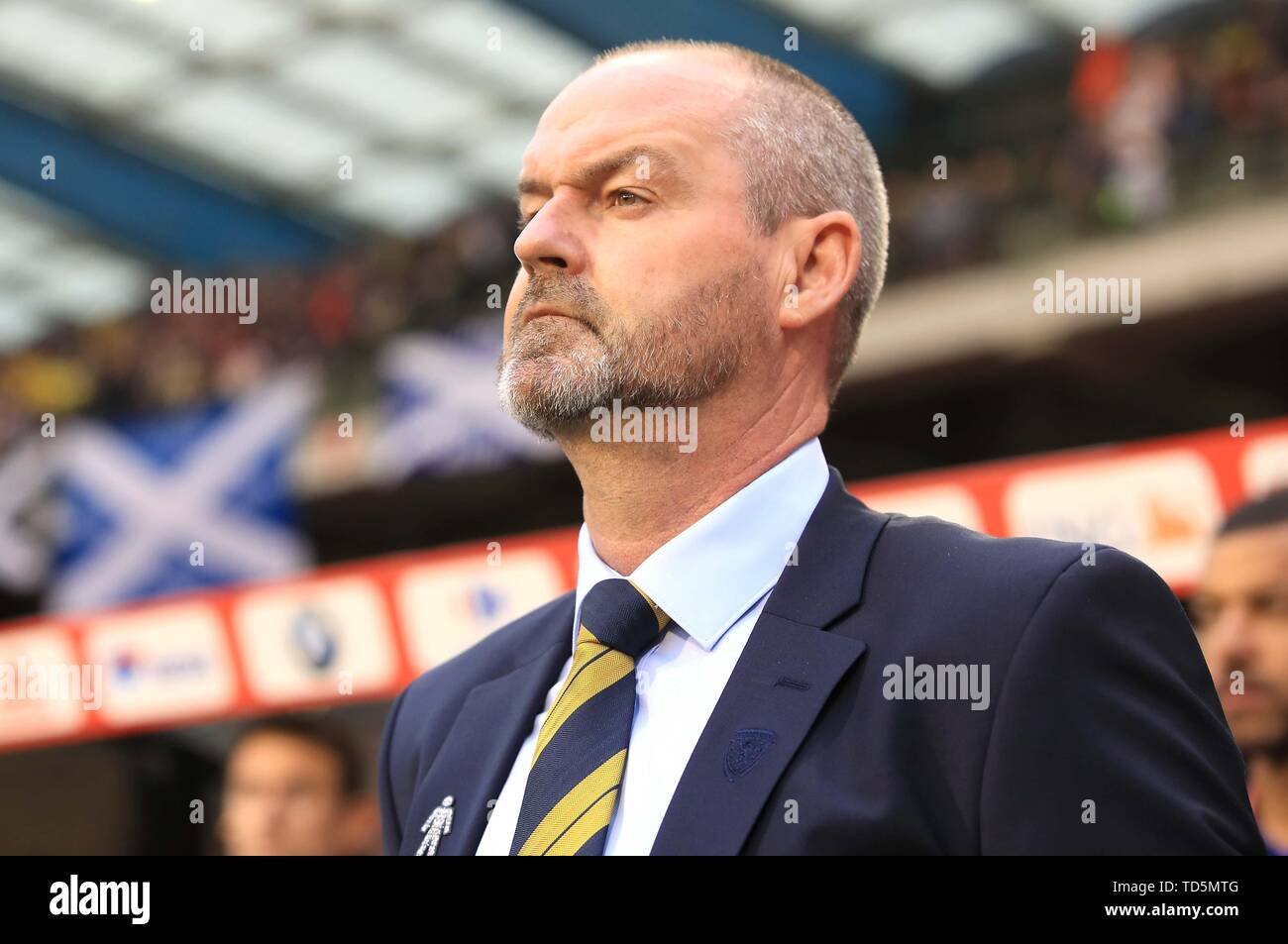 Scotland manager Steve Clarke before the UEFA Euro 2020 Qualifying, Group I match at the King Baudouin Stadium, Brussels. PRESS ASSOCIATION Photo. Picture date: Tuesday June 11, 2019. See PA story SOCCER Belgium. Photo credit should read: Bradley Collyer/PA Wire. RESTRICTIONS: Use subject to restrictions. Editorial use only. Commercial use only with prior written consent of the Scottish FA. Stock Photo
