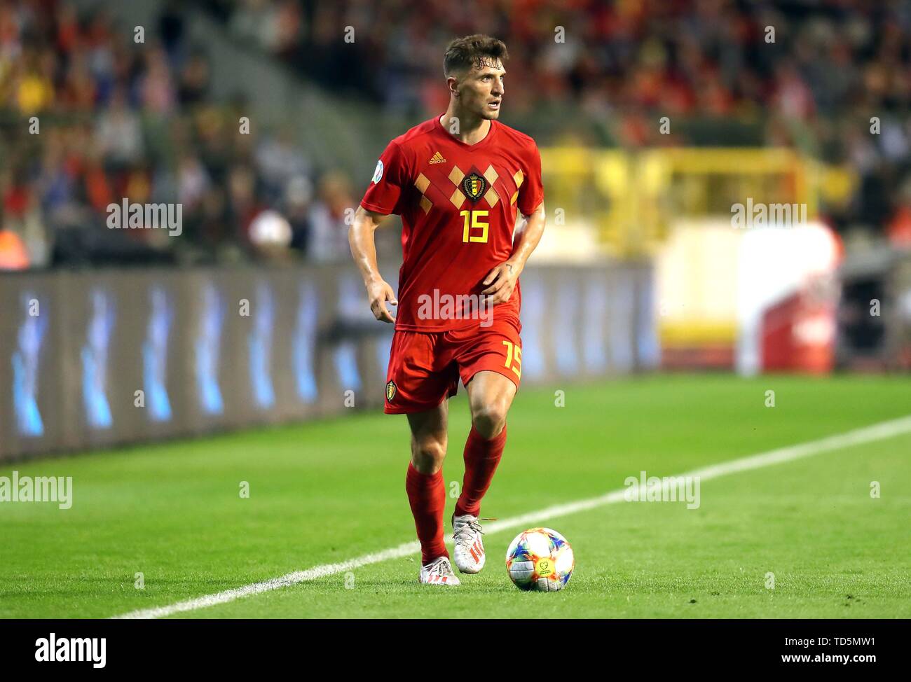 Belgium's Thomas Meunier in action during the UEFA Euro 2020 Qualifying, Group I match at the King Baudouin Stadium, Brussels. PRESS ASSOCIATION Photo. Picture date: Tuesday June 11, 2019. See PA story SOCCER Belgium. Photo credit should read: Bradley Collyer/PA Wire. Stock Photo