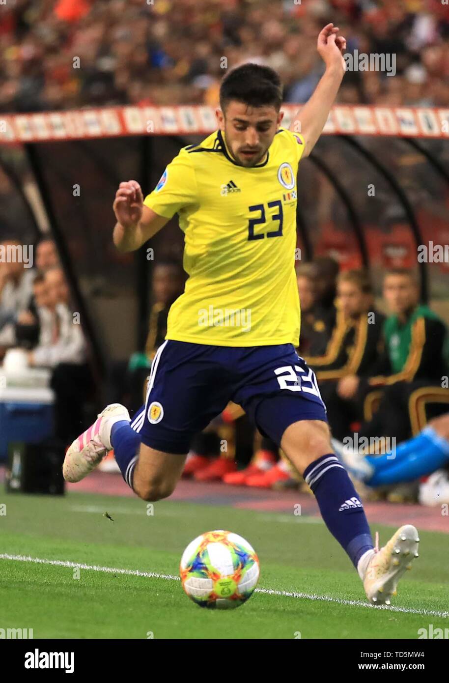 Scotland's Greg Taylor in action during the UEFA Euro 2020 Qualifying, Group I match at the King Baudouin Stadium, Brussels. PRESS ASSOCIATION Photo. Picture date: Tuesday June 11, 2019. See PA story SOCCER Belgium. Photo credit should read: Bradley Collyer/PA Wire. Stock Photo