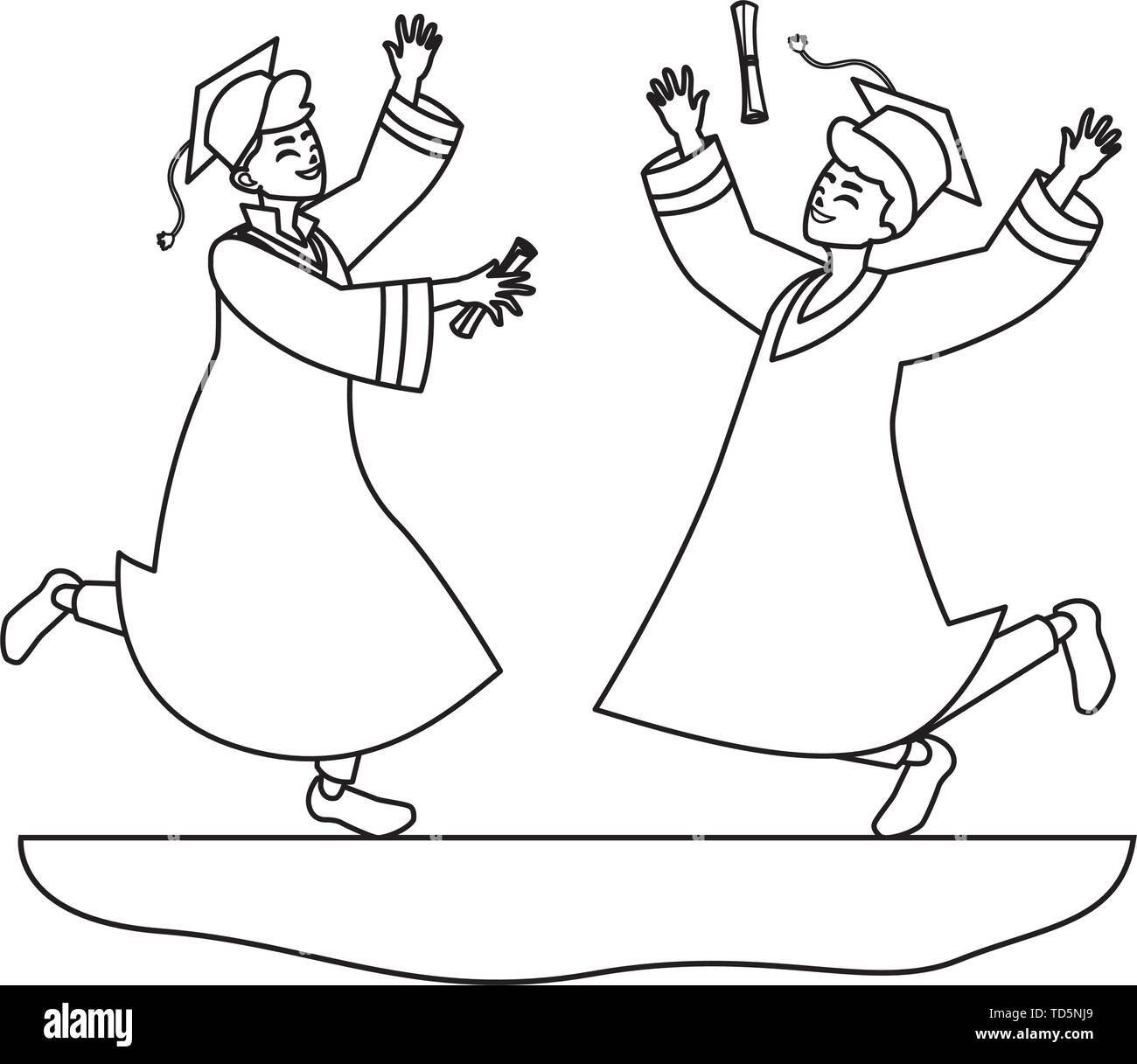 happy students boys graduated celebrating vector illustration design ...