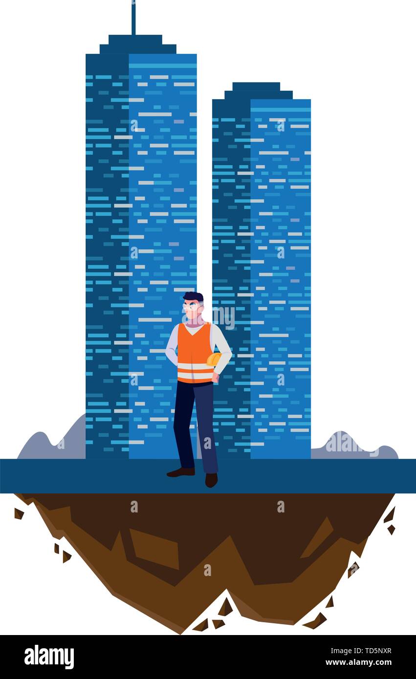 Male Builder Constructor Worker With Building Vector Illustration Design Stock Vector Image