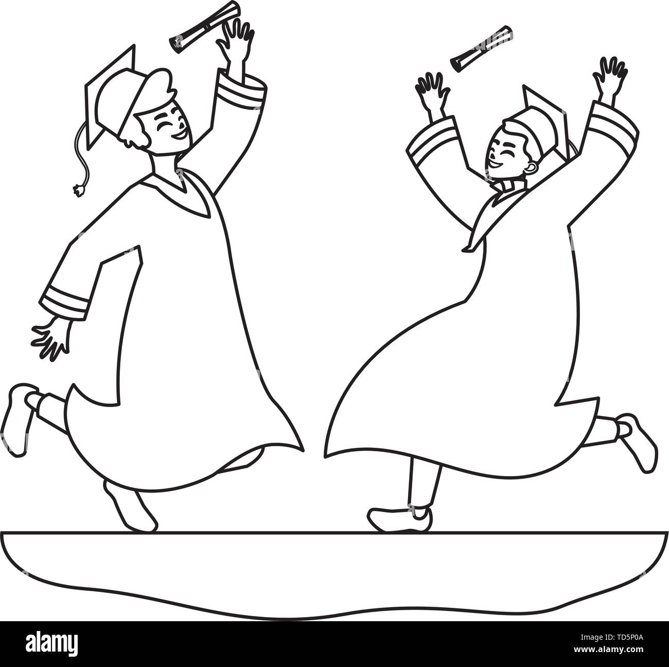 happy students boys graduated celebrating vector illustration design ...