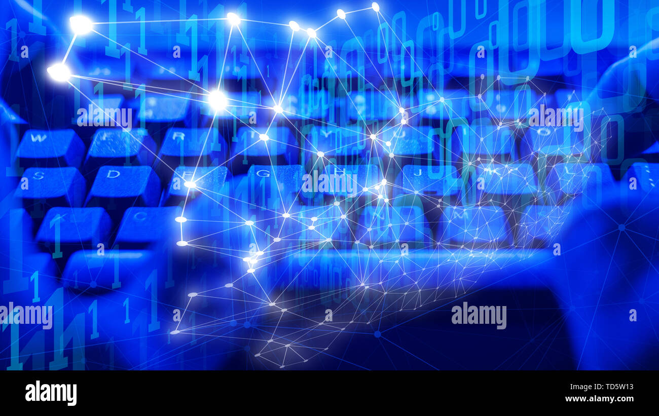 Neural network innovation, geometric graphic triangles chaos Stock Photo