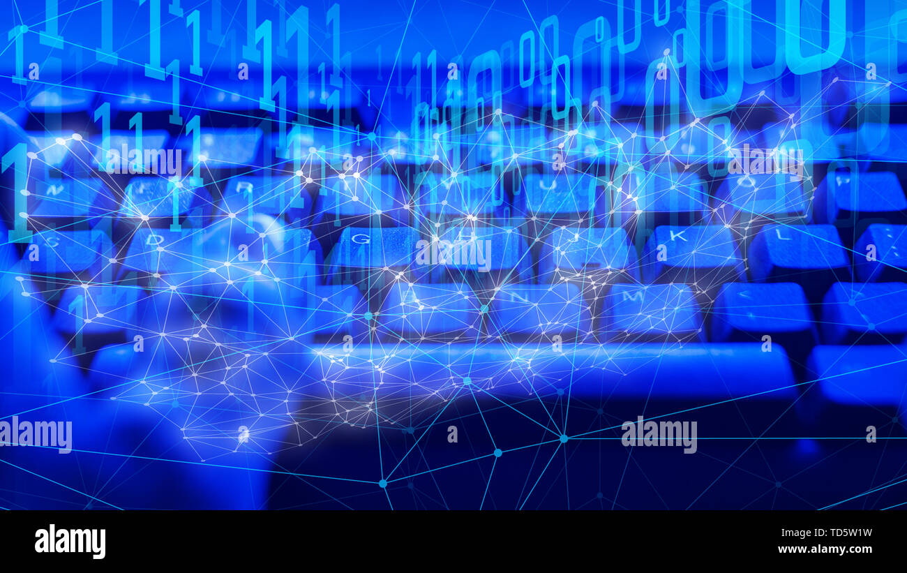Digital data analytics dots and lines chaos connection Stock Photo