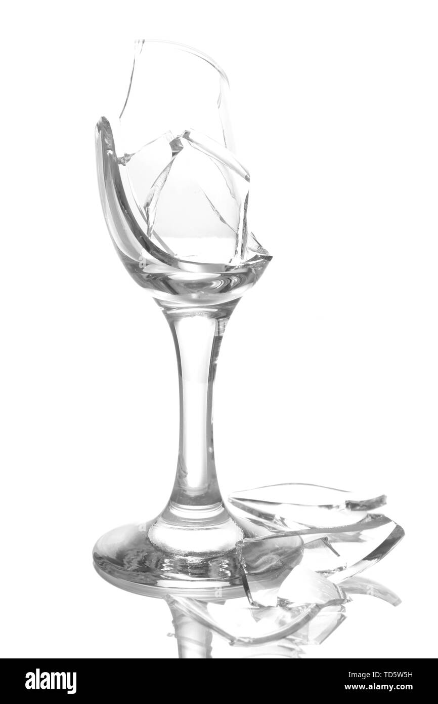 Broken champagne glass isolated on white Stock Photo Alamy