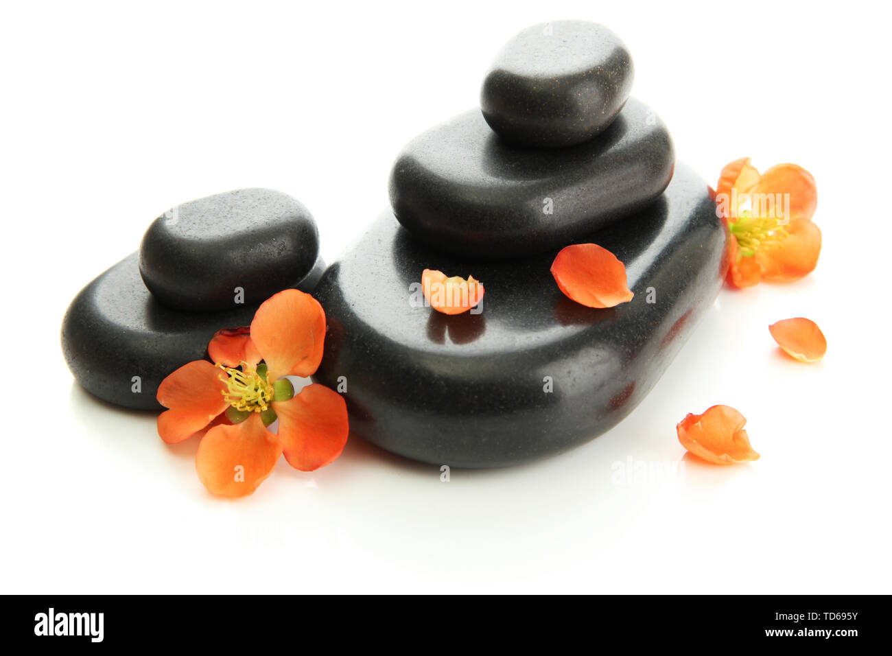 Spa stones and flowers isolated on white Stock Photo - Alamy