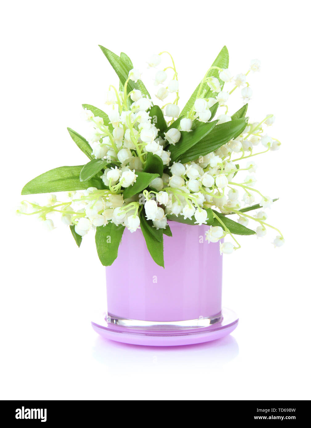 Beautiful lily of the valley in vase isolated on white Stock Photo - Alamy
