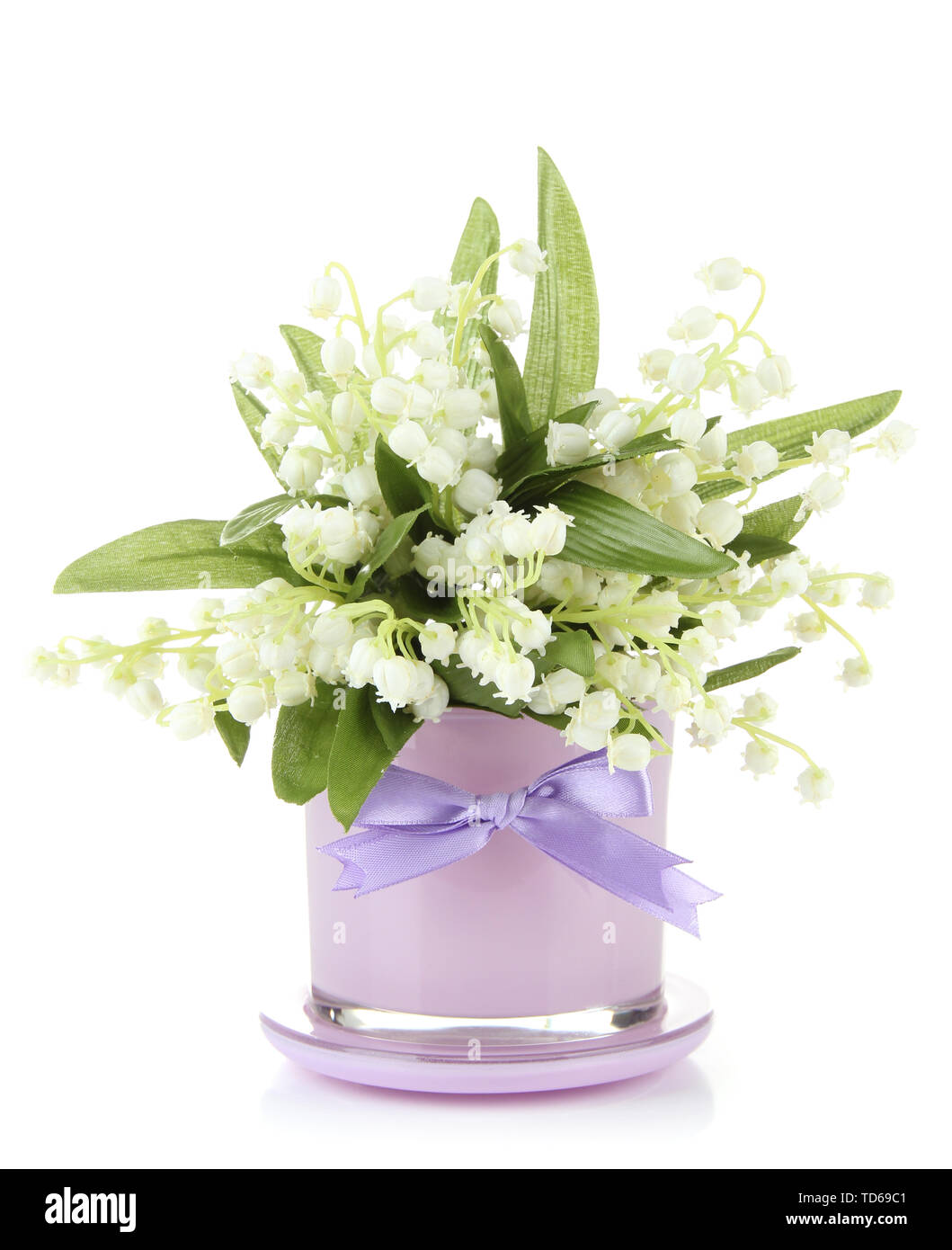 Beautiful lily of the valley in vase isolated on white Stock Photo - Alamy