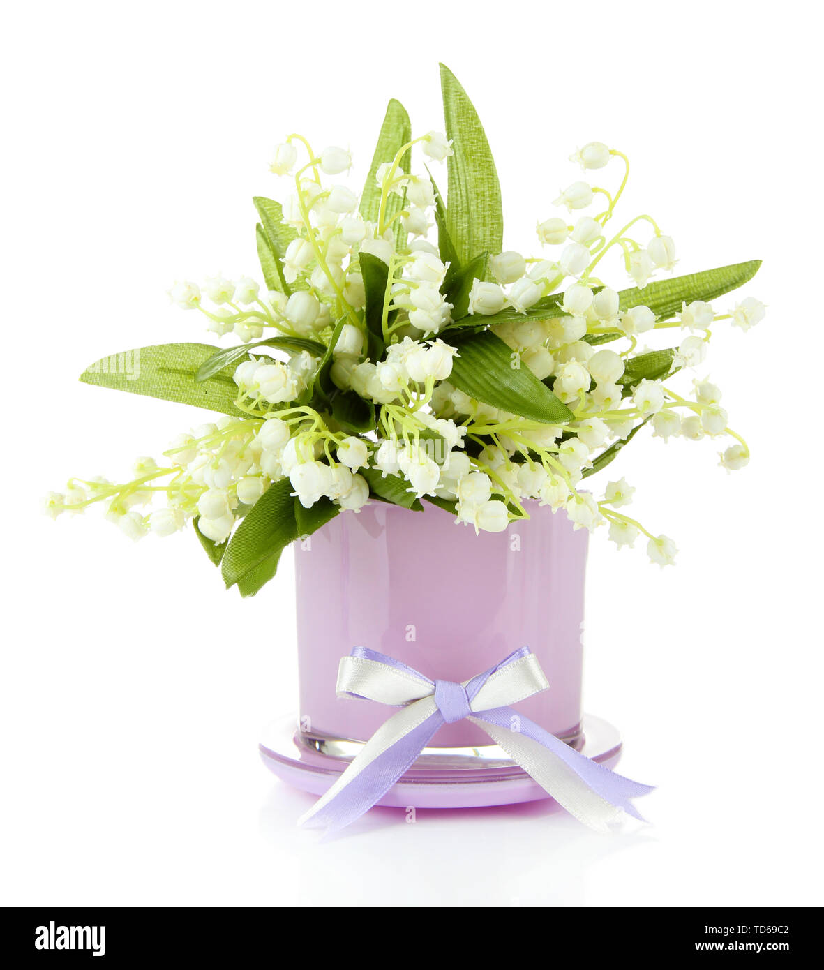 Beautiful lily of the valley in vase isolated on white Stock Photo - Alamy
