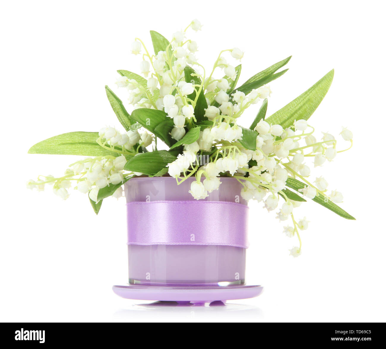 Beautiful lily of the valley in vase isolated on white Stock Photo - Alamy