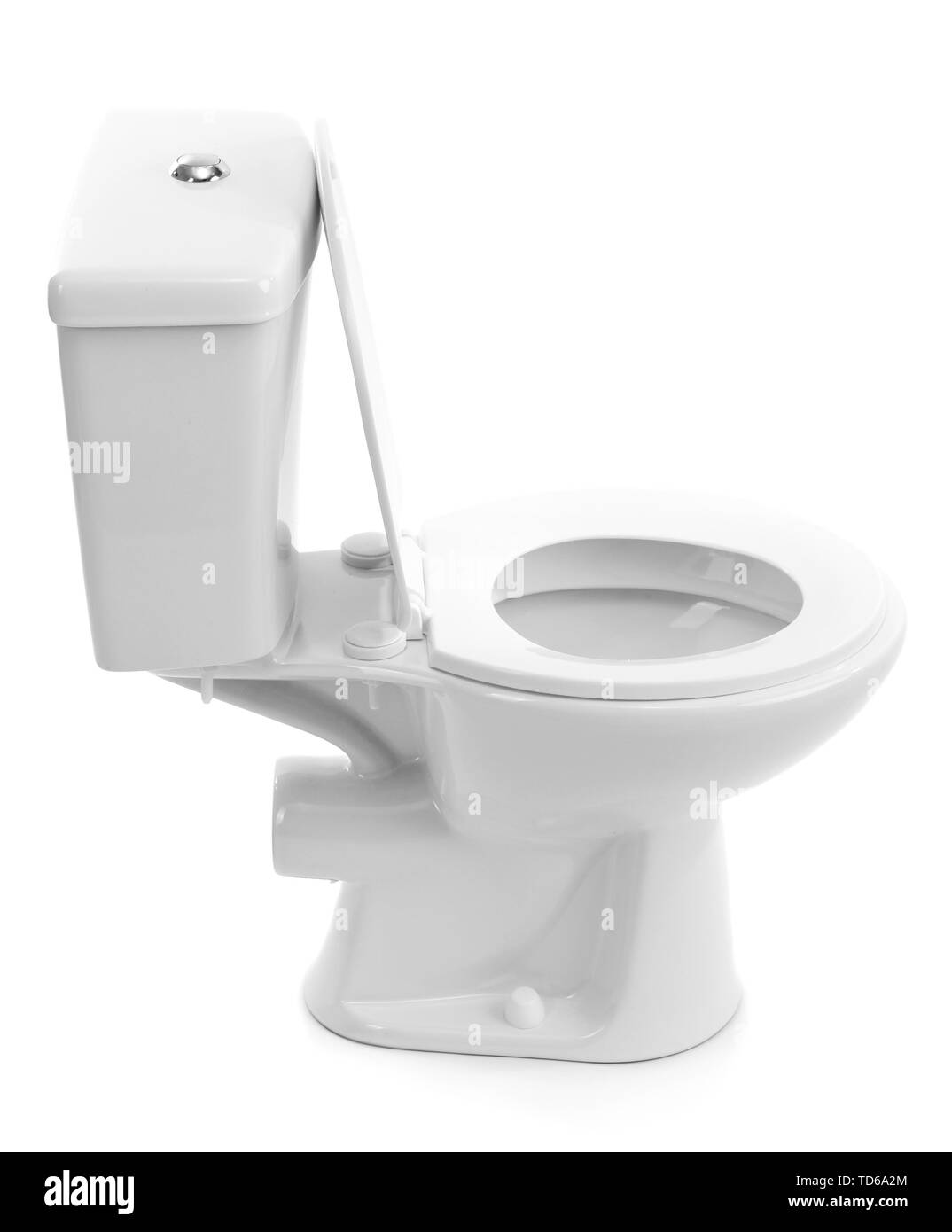 White toilet bowl, isolated on white Stock Photo Alamy
