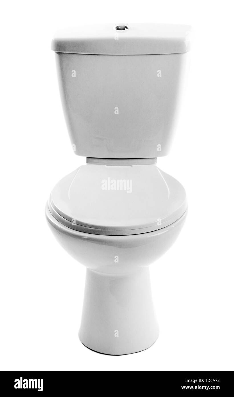 White toilet bowl, isolated on white Stock Photo Alamy