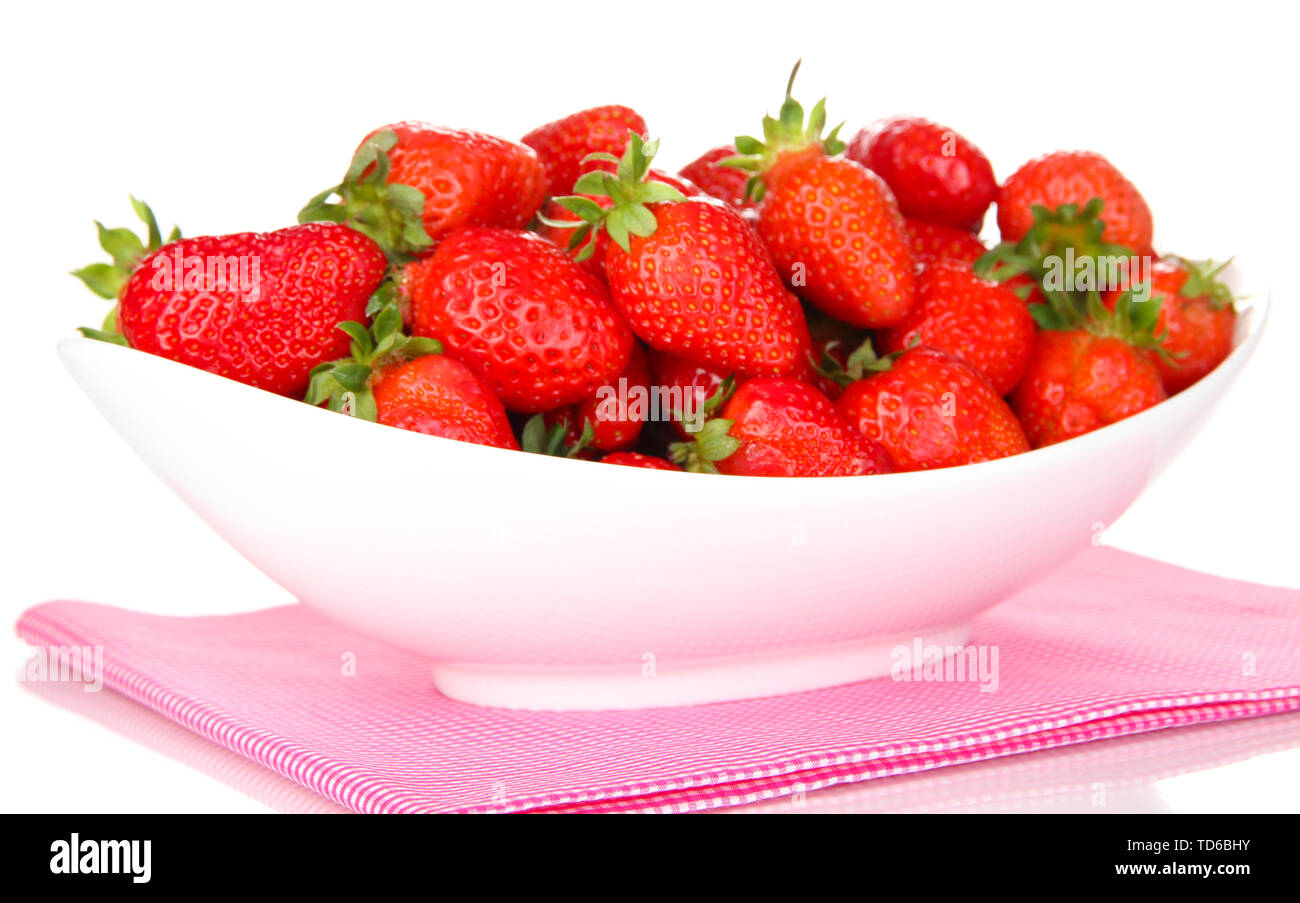 Fresh strawberry in bowl isolated on white Stock Photo - Alamy