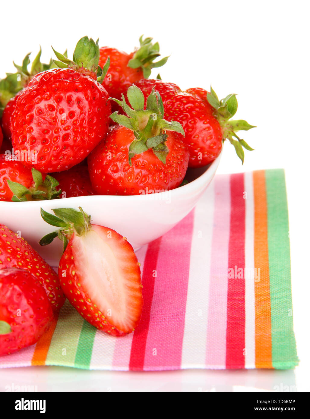 Fresh strawberry in bowl isolated on white Stock Photo - Alamy