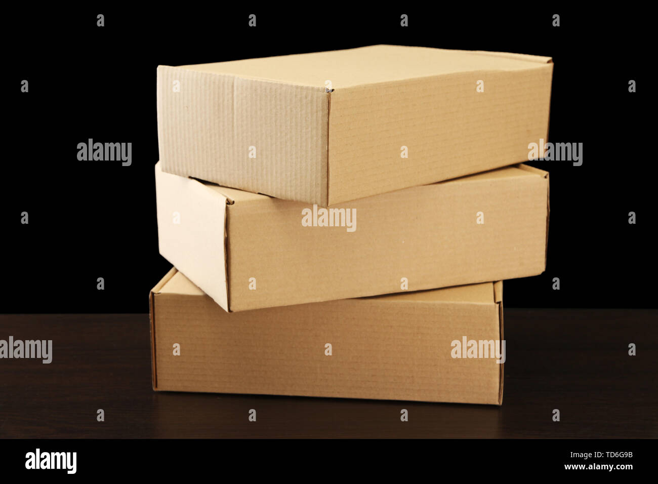 Close Up Three Boxes On The Table Stock Photo, Picture and Royalty Free  Image. Image 84638747.