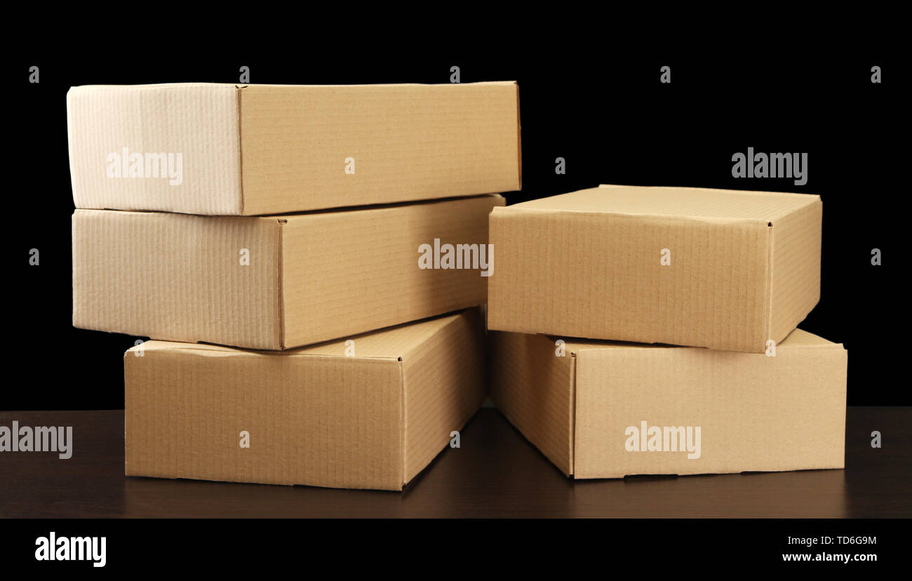 Close Up Three Boxes On The Table Stock Photo, Picture and Royalty Free  Image. Image 84638747.