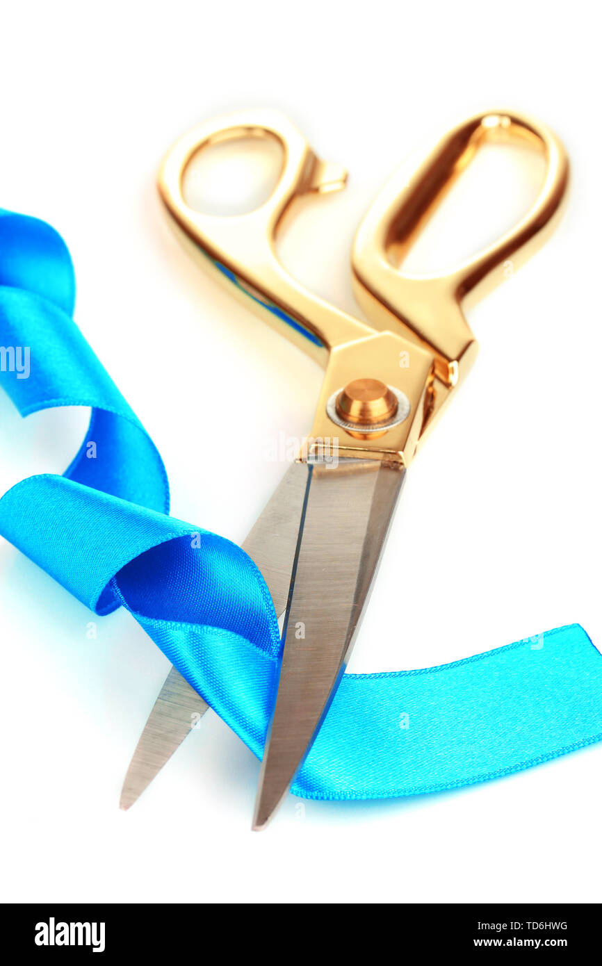 Scissors cutting green ribbon hi-res stock photography and images - Alamy