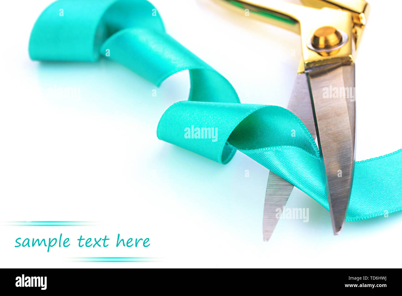 Satin ribbon curled around scissors isolated on white Stock Photo - Alamy