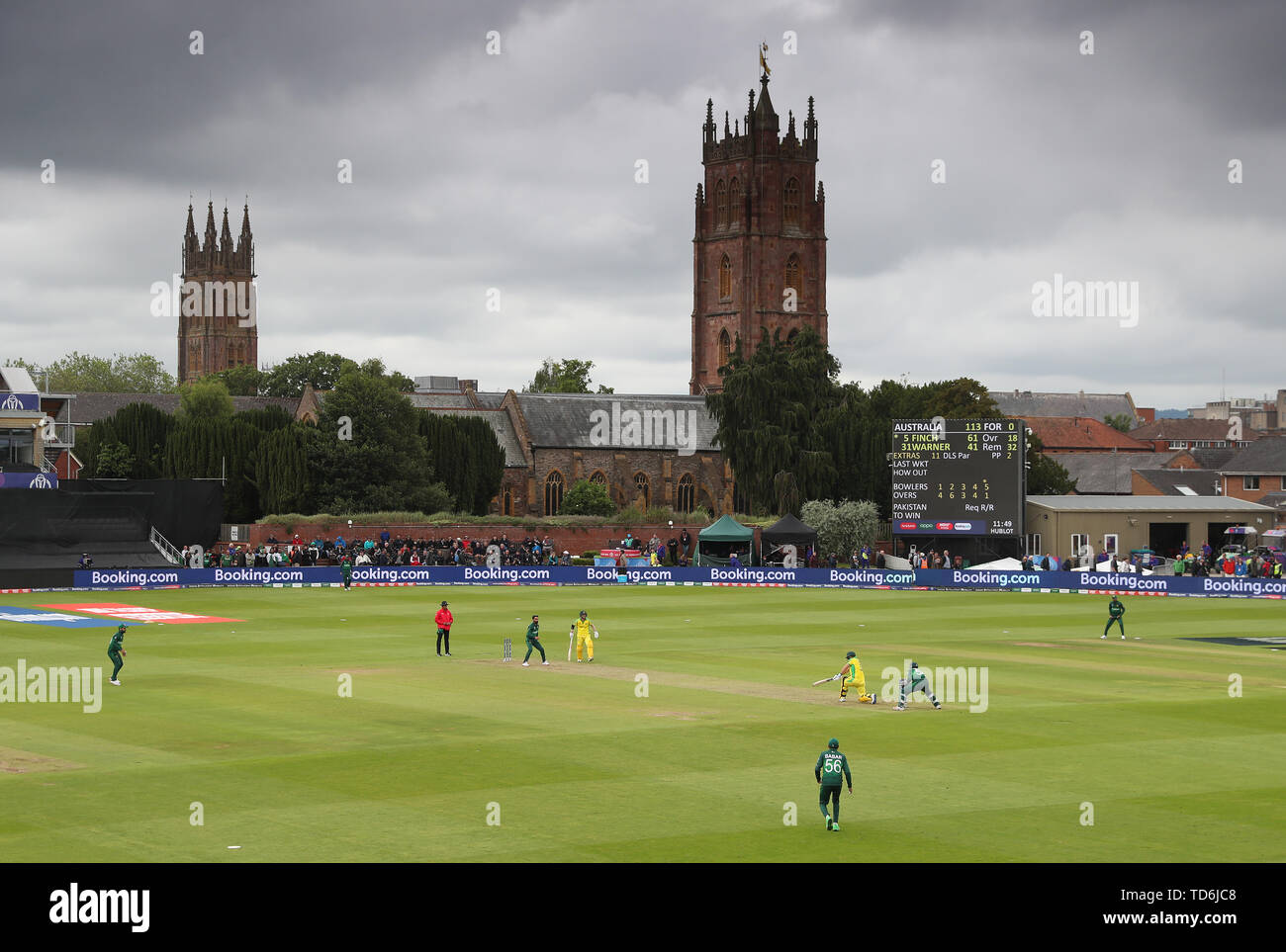 Australia's Aaron Finch batting during the ICC cricket World Cup group stage match at County Ground Taunton. Stock Photo