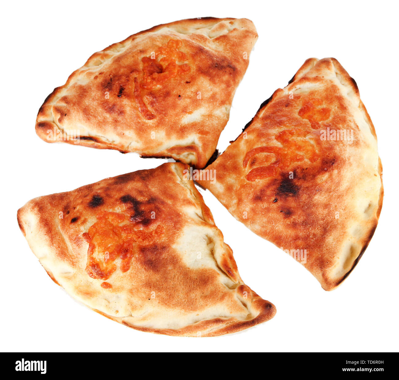 Pizza calzones isolated on white Stock Photo Alamy