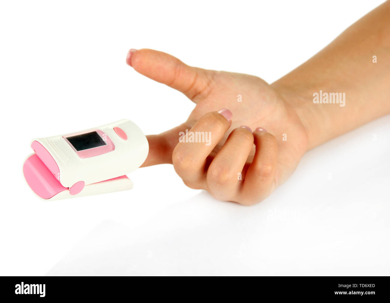 Pulse oximeter used to measure pulse rate and oxygen levels, isolated